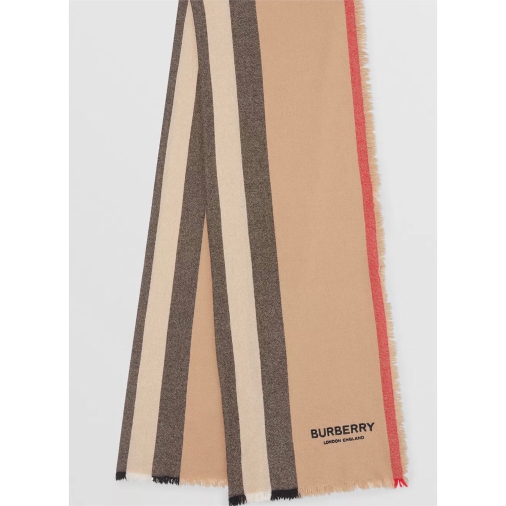 Burberry - Icon Stripe Wool Cashmere Scarf